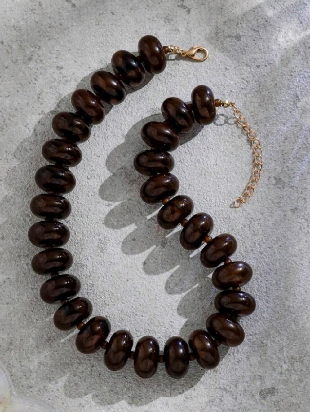 NEW! Trendy Smoky Gray Chunky Beaded Choker Gold Necklace